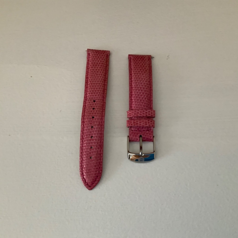 MICHELE pink lizard watch band and velvet case. - Picture 2 of 7